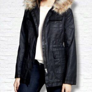 Liz Claiborne Tan Hooded Chore Car Coat w. Belt w. Removable Lining Size M